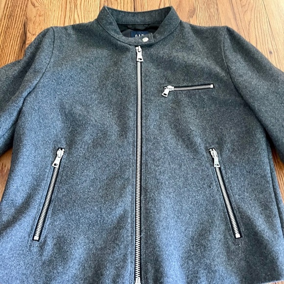 Gap Wool Blend Moto Biker Gray Jacket Size: Medium - Picture 2 of 10